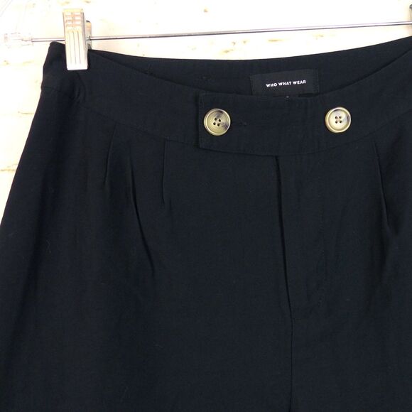 Who What Wear Pants Women 8 Black Wide Leg Crop Pleated Sailor Rayon 28x22 Boho - Picture 6 of 11